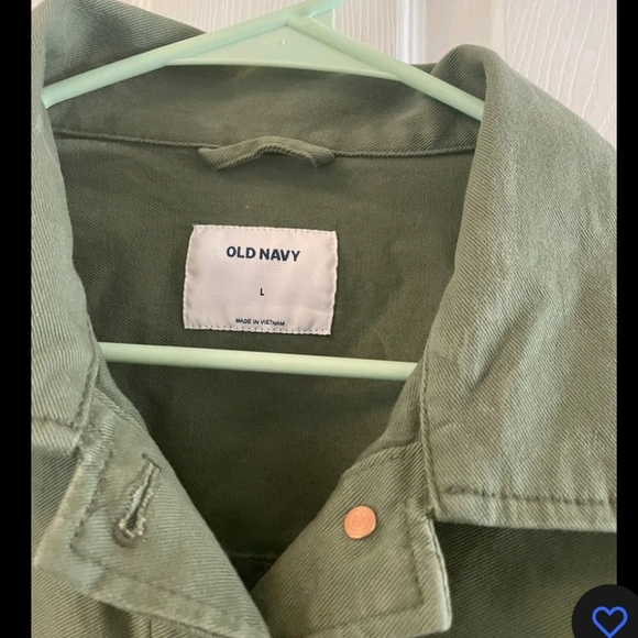 Old Navy Army Green Denim Jean Jacket Trucker Size L Button Front - Picture 2 of 2